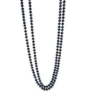 Black Beaded Double Strand Necklace Retro 50s 60s Fashion Jewelry Women